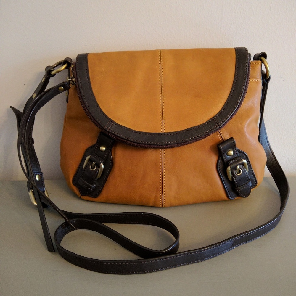 LUCKY BRAND Caramel Brown Leather Crossbody Bag
